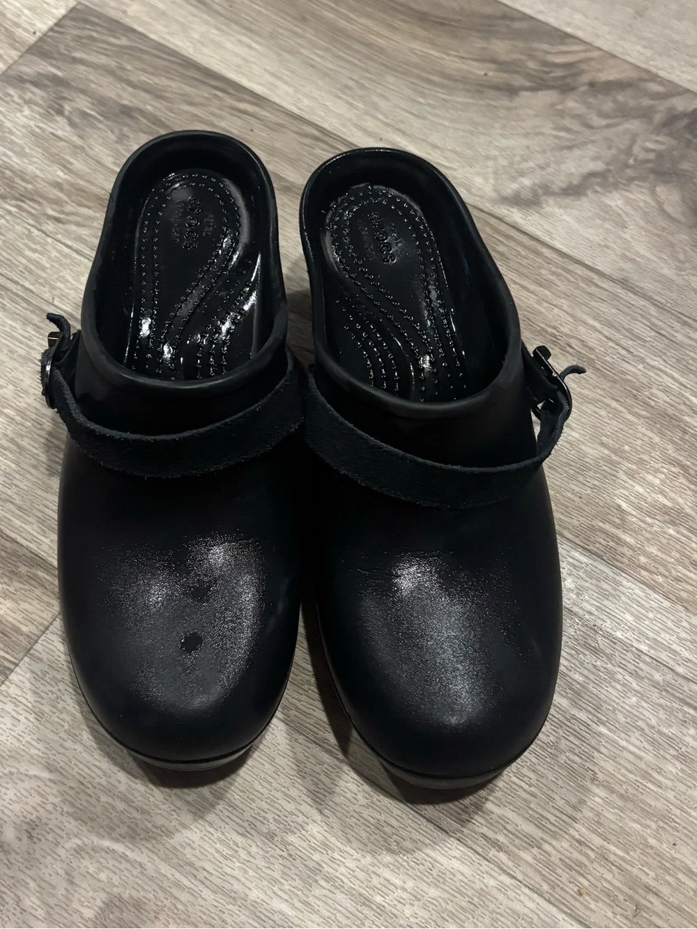 CROCS women Sarah dual Black Clog Slip-Ons with Adjustable Heel Strap